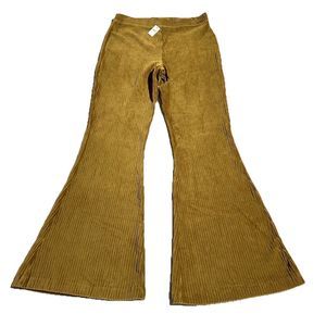 Aerie Pants Womens Size L Groove On Velour Cords Corduroy Ribbed Flare Retro